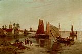 Dutch Fisherfolk Sorting The Catch by William Raymond Dommersen
